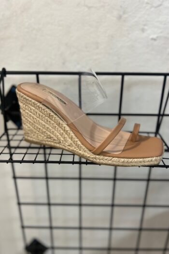 Tweed & clear wedge heeled sandal